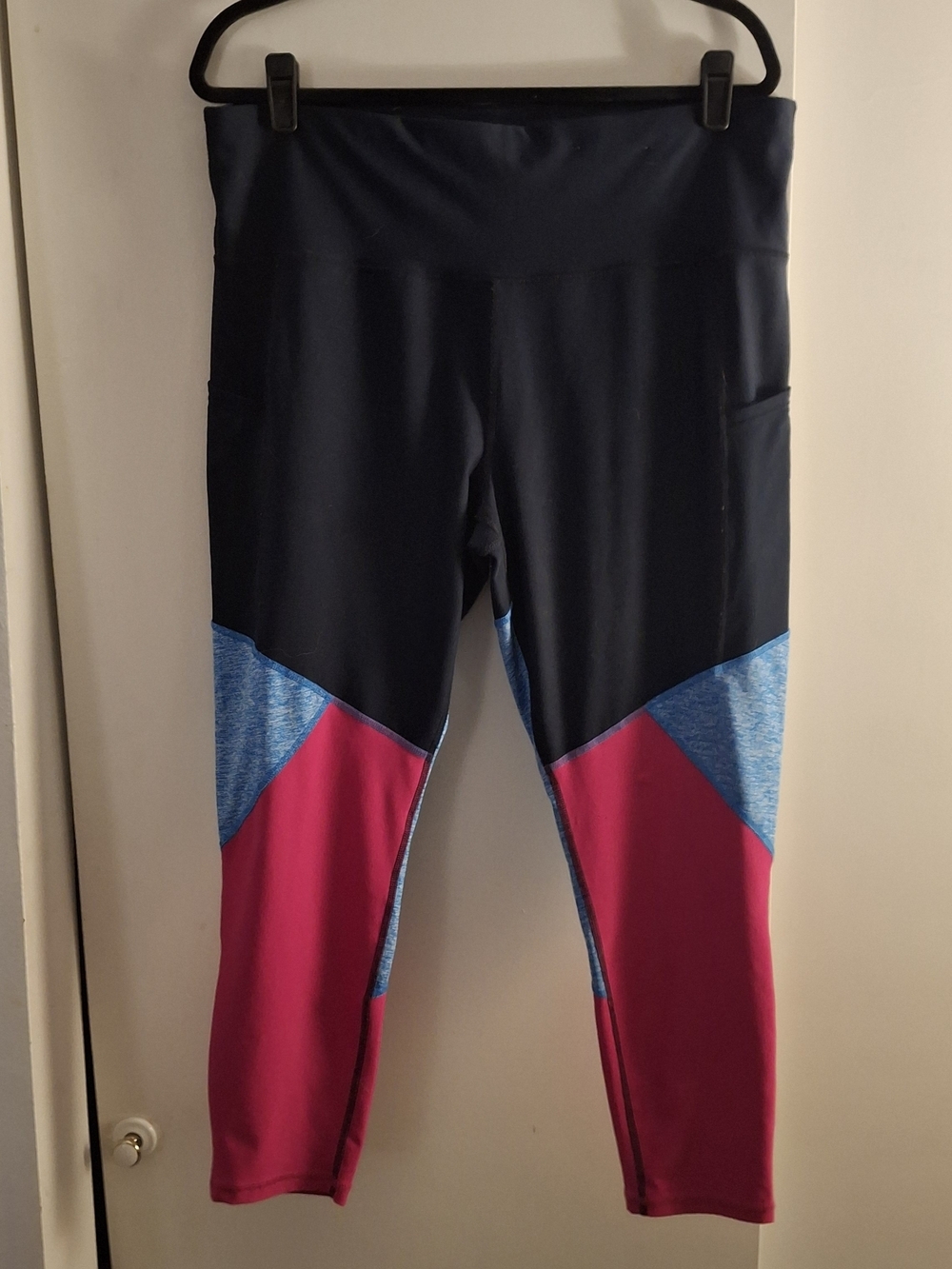 Xersion Women's Colorblock Active Leggings - Navy, Pink & Blue